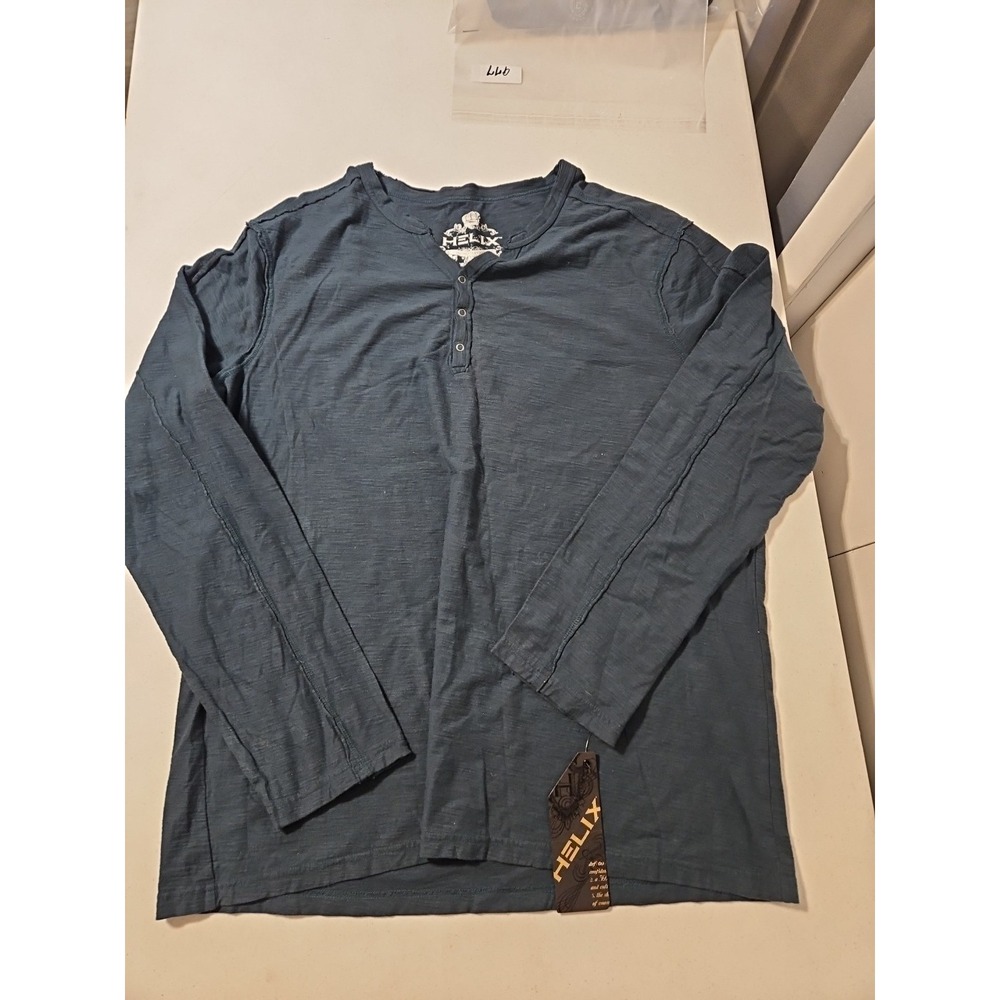 Helix Long Sleeve‎ Henley Shirt Dark Green XXL 1/4 Button NWT (A977)
